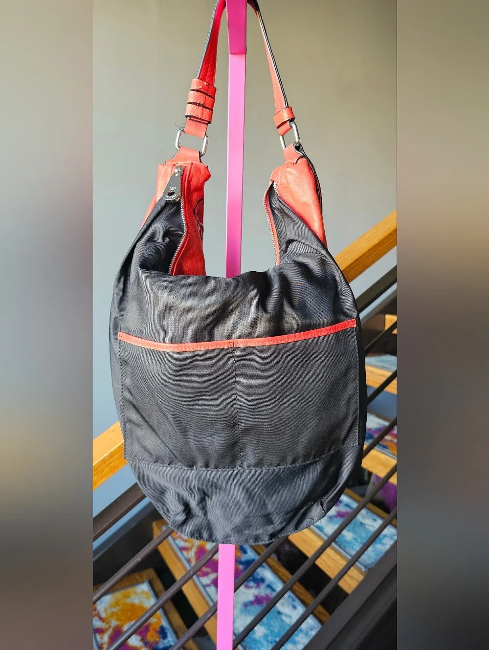 Joelle Hawkens Slouchy Hobo-style Leather Handbag Coral Red